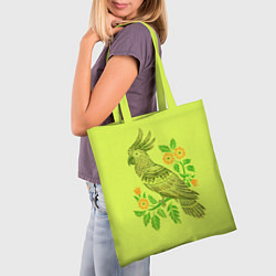 Сумка-шопер Попугай с маргаритками, цвет: 3D-принт — фото 2