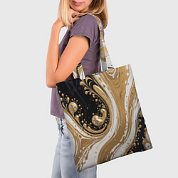 Сумка-шопер Черный агат и жидкое золото, цвет: 3D-принт — фото 2
