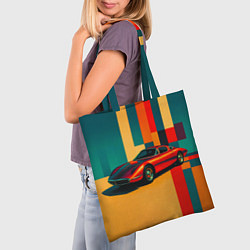 Сумка-шопер Спорткар ретрофутуризм поп-арт 1970-е, цвет: 3D-принт — фото 2