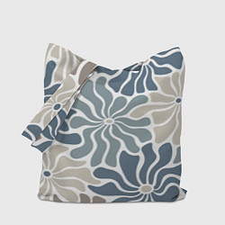 Сумка-шопер Цветы blue and beige pattern, цвет: 3D-принт