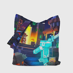Сумка-шопер Майнкрафт - рейд в подземелье, цвет: 3D-принт