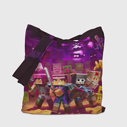 Сумка-шоппер Майнкрафт - герои в окружении