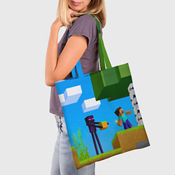Сумка-шопер Эндермен помогает героям, цвет: 3D-принт — фото 2