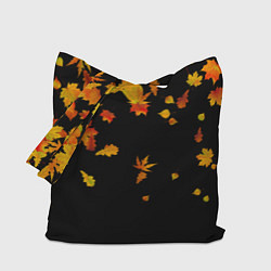 Сумка-шопер Осенние листья на черном, цвет: 3D-принт