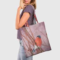 Сумка-шопер Акварельный снегирь в рябине, цвет: 3D-принт — фото 2