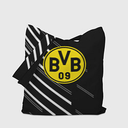 Сумка-шопер Borussia черно белые линии, цвет: 3D-принт
