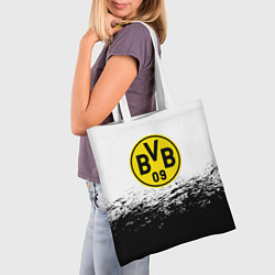 Сумка-шопер Borussia черные краски штрихи, цвет: 3D-принт — фото 2