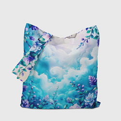 Сумка-шопер Фантастический цветочный с голубыми облаками, цвет: 3D-принт