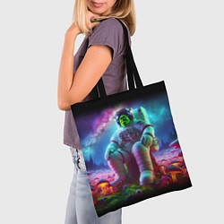 Сумка-шопер Шрек космонавт на планете неоновых грибов, цвет: 3D-принт — фото 2