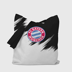 Сумка-шопер Бавария Мюнхен черно белые штрихи, цвет: 3D-принт