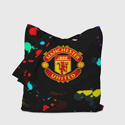 Сумка-шопер Манчестер Юнайтед краски неон, цвет: 3D-принт