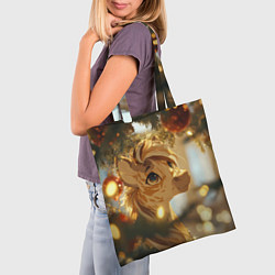 Сумка-шопер Лошадка любуется елочным шаром, цвет: 3D-принт — фото 2