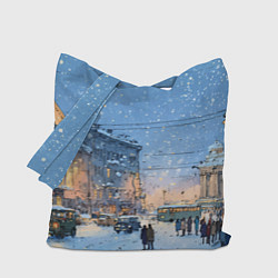 Сумка-шопер Снежный новогодний Питер, цвет: 3D-принт