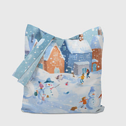 Сумка-шопер Предновогодний день во дворе, цвет: 3D-принт