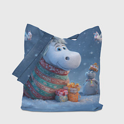 Сумка-шопер Новогодняя лошадь с подарками, цвет: 3D-принт