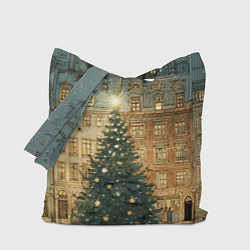 Сумка-шопер Новогодний старый город, цвет: 3D-принт