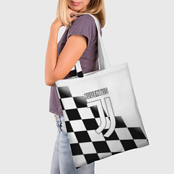 Сумка-шопер Ювентус клетка краски, цвет: 3D-принт — фото 2