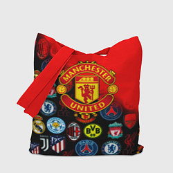 Сумка-шопер Манчестер Юнайтед логотипы команд, цвет: 3D-принт