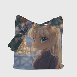 Сумка-шопер Новогодняя анимешная лошадка, цвет: 3D-принт