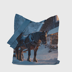 Сумка-шопер Лошадь у избы, цвет: 3D-принт