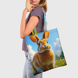 Сумка-шопер Солнечный кролик на лугу, цвет: 3D-принт — фото 2