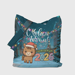 Сумка-шопер Новогодняя лошадка 2026 год, цвет: 3D-принт