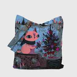 Сумка-шопер Кошка празднует Новый год, цвет: 3D-принт