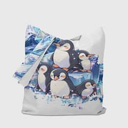 Сумка-шопер Пингвины и лёд, цвет: 3D-принт