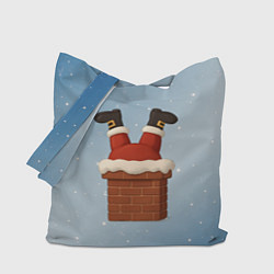 Сумка-шопер Санта торчит из трубы, цвет: 3D-принт