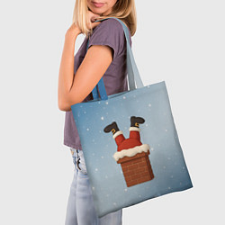 Сумка-шопер Санта торчит из трубы, цвет: 3D-принт — фото 2