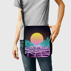 Сумка на плечо Vaporwave Закат солнца в горах Neon, цвет: 3D-принт — фото 2