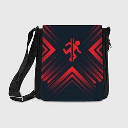 Сумка на плечо Красный символ Portal на темном фоне со стрелками, цвет: 3D-принт