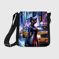 Сумка на плечо Модная чёрная кошечка в Нью-Йорке, цвет: 3D-принт