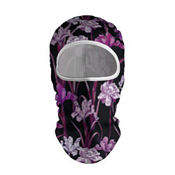 Балаклава Цветы Фиолетовые Ирисы, цвет: 3D-белый