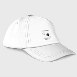 Бейсболка Я ПРОГРАММИСТ КОТИК, цвет: белый