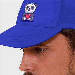 Бейсболка Панда с сердцем!, цвет: синий — фото 2
