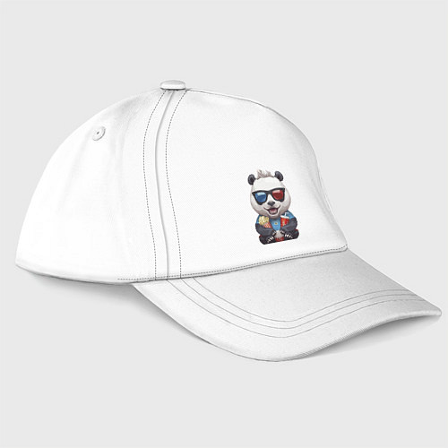 Бейсболка Прикольный панда с попкорном и колой / Белый – фото 3