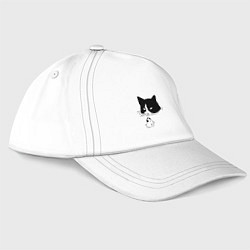Бейсболка Кот сидит в воде и сторожит утёнка, цвет: белый