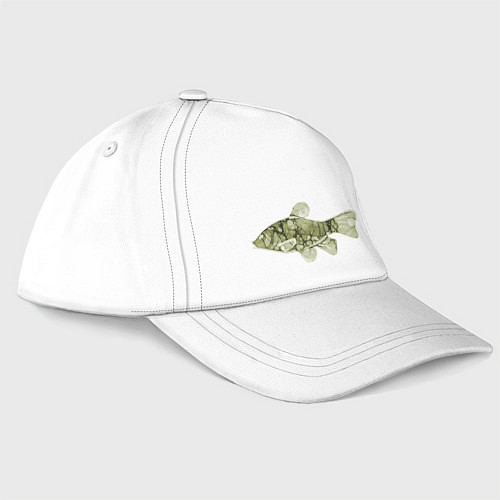 Бейсболка Рыба цвета хаки / Белый – фото 3