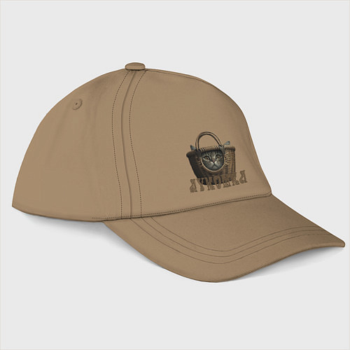 Бейсболка Мем кошка-лукошка корзинка / Миндальный – фото 3