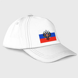 Бейсболка Триколор с гербом, цвет: белый