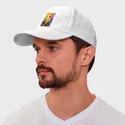 Бейсболка Andy Warhol - self-portrait - neural network, цвет: белый — фото 2