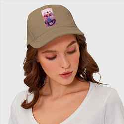 Бейсболка BTS art anime style, цвет: миндальный — фото 2