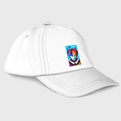 Бейсболка Сердитый кот - поп-арт, цвет: белый