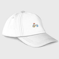 Бейсболка Воробей гитарист собирает донаты, цвет: белый