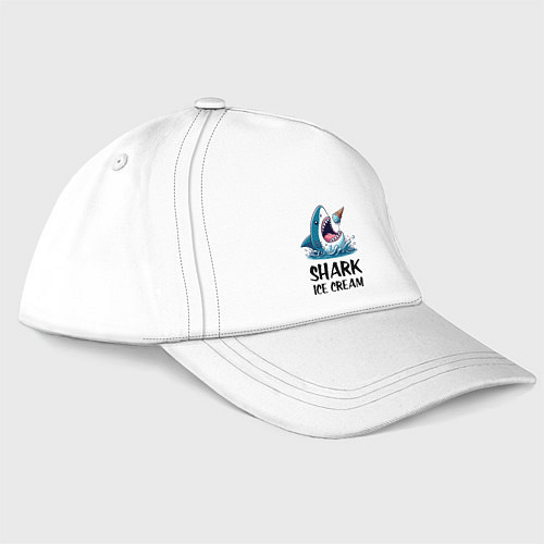 Бейсболка Shark ice cream - ai art / Белый – фото 3