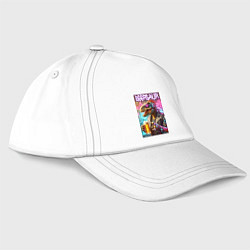 Бейсболка Кибер пивозавр на фоне стены с граффити - нейроарт