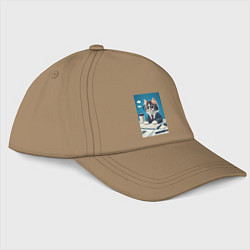 Бейсболка Котёнок офисный планктон - нейроарт, цвет: миндальный