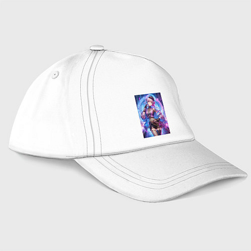 Бейсболка Секси кибер милашка - неоновое свечение / Белый – фото 3