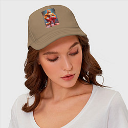 Бейсболка Рыжий котяра профессиональный боксёр - нейроарт, цвет: миндальный — фото 2